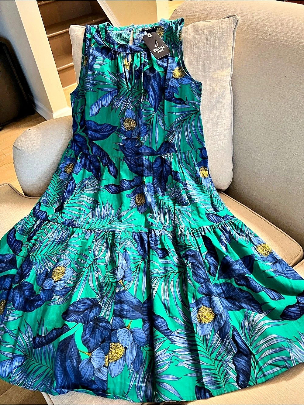 Nautica Floral 100% Cotton Maxi Dress Size 2 NWT